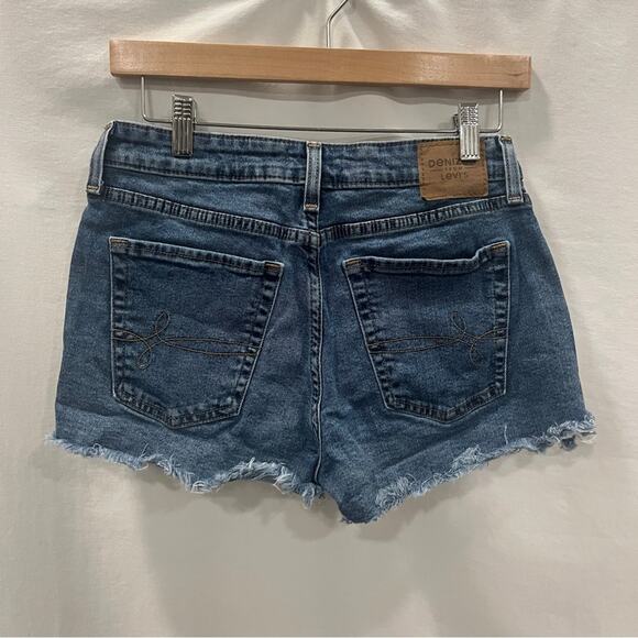 Denizen Denim Shorts Womens Size 6 High Rise Raw Hem Medium Wash Distressed Edgy - Picture 2 of 7